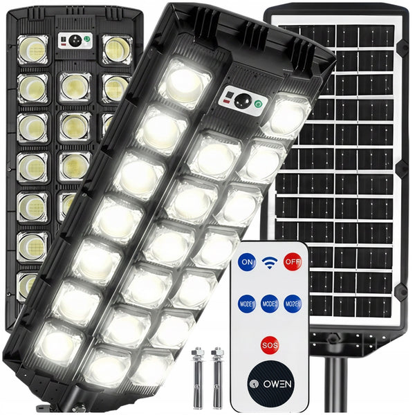 Lampa solarna uliczna LED 2200 W z pilotem i słupem