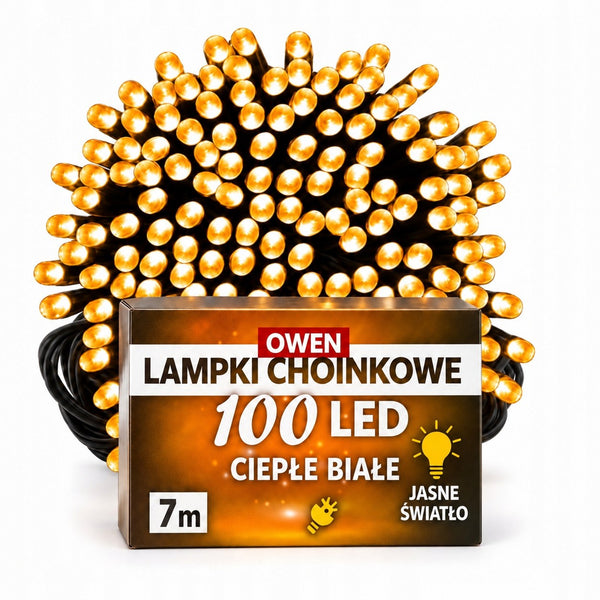 Lampki choinkowe 100 LED, 7 m, ciepła biel