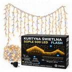 Sople LED 500 lampek, 25 m, ciepła biel z efektem flash