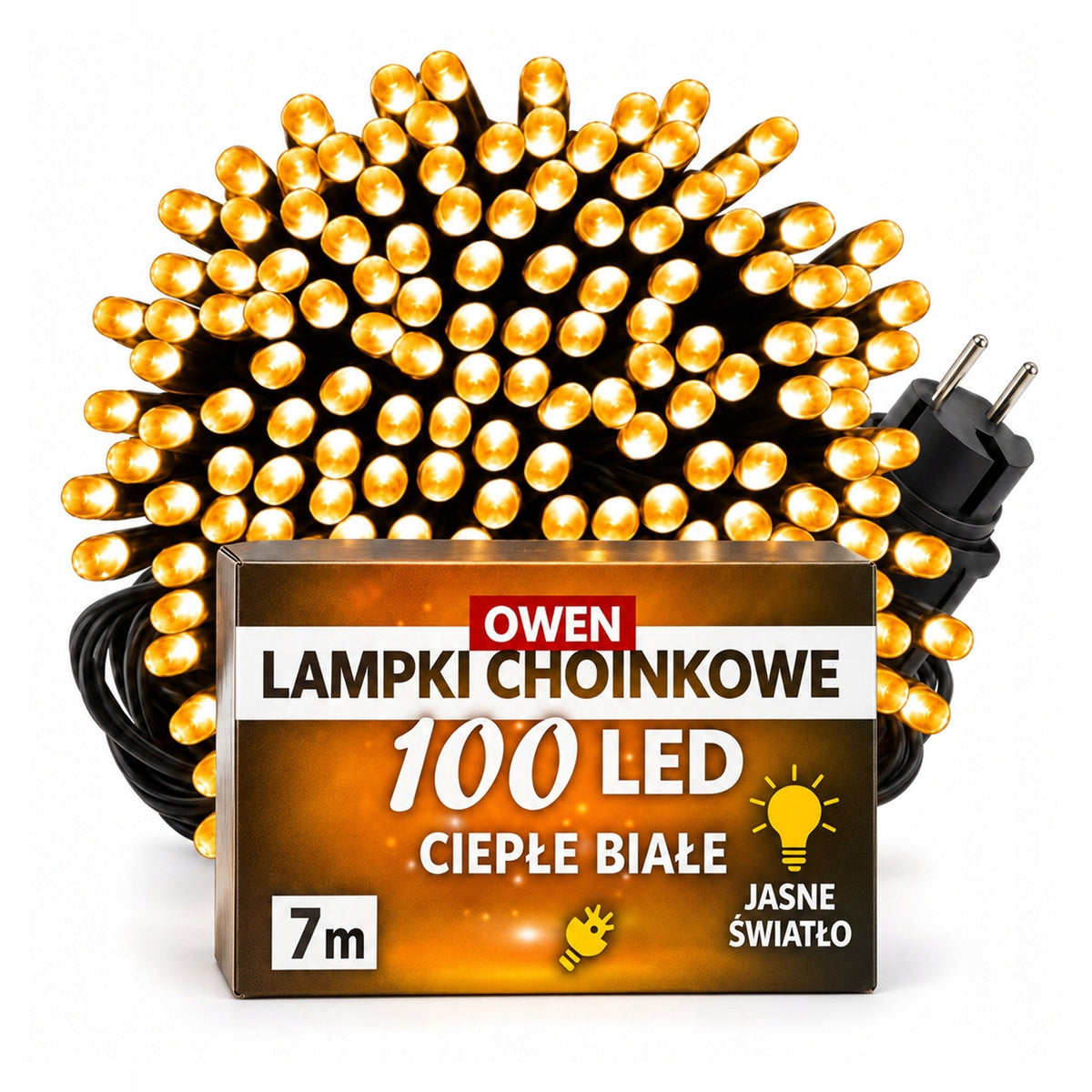 Lampki choinkowe 100 LED, 7 m, ciepła biel