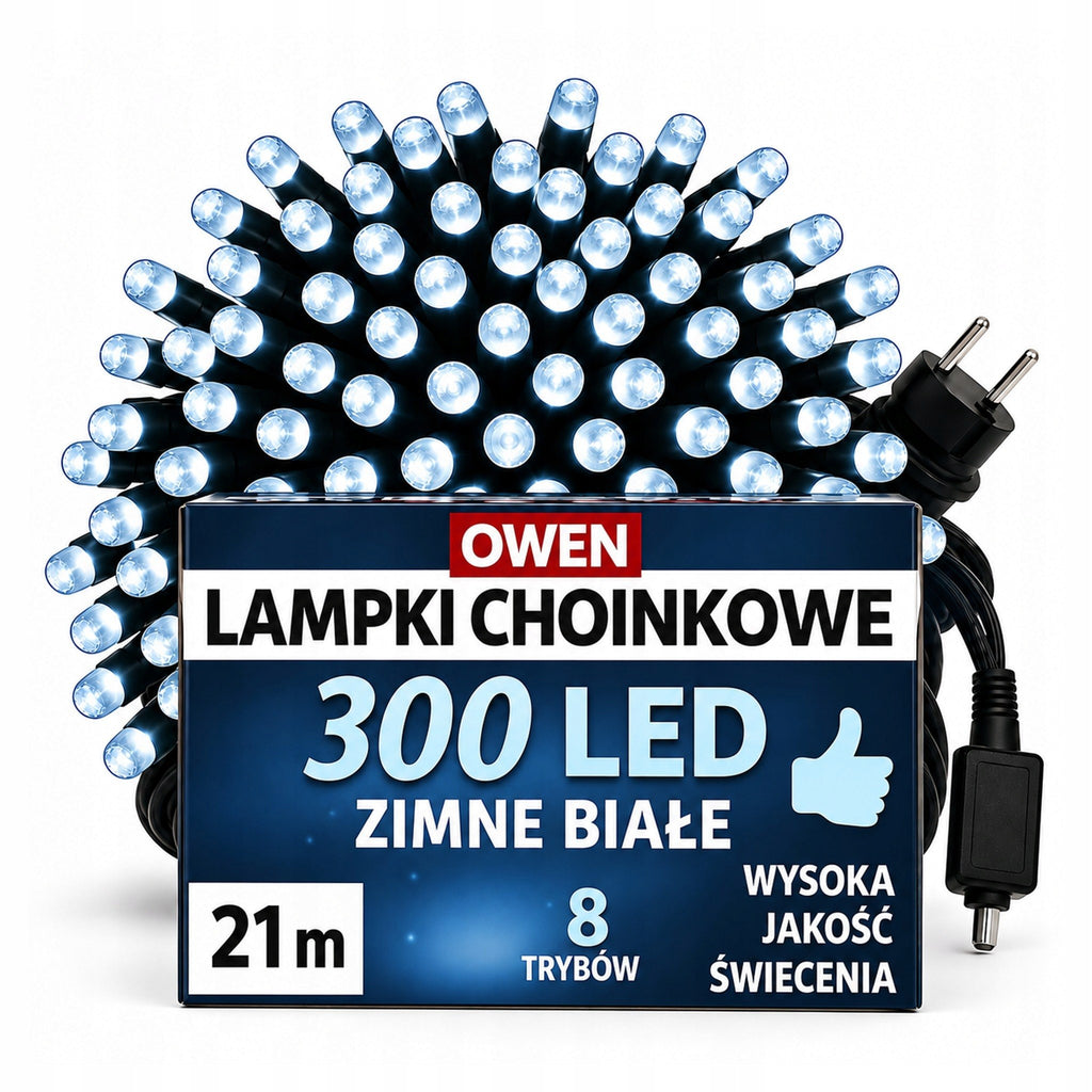 Lampki choinkowe 300 LED, 21 m, zimna biel