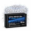 Sople LED 300 lampek, 18 m, zimna biel z efektem flash
