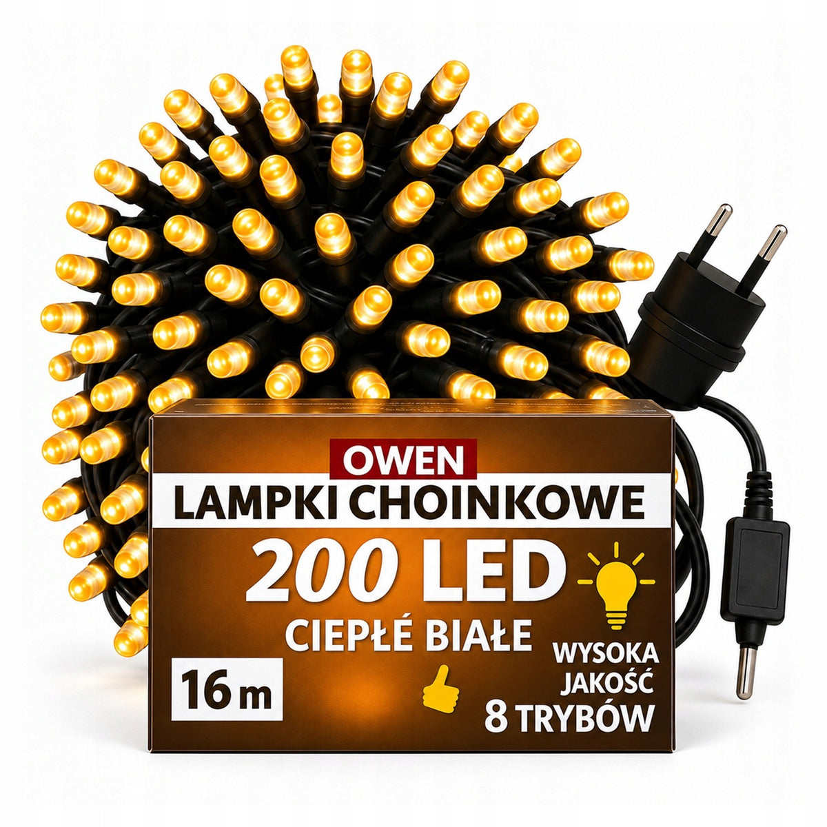 Lampki choinkowe 200 LED, 16 m, ciepła biel