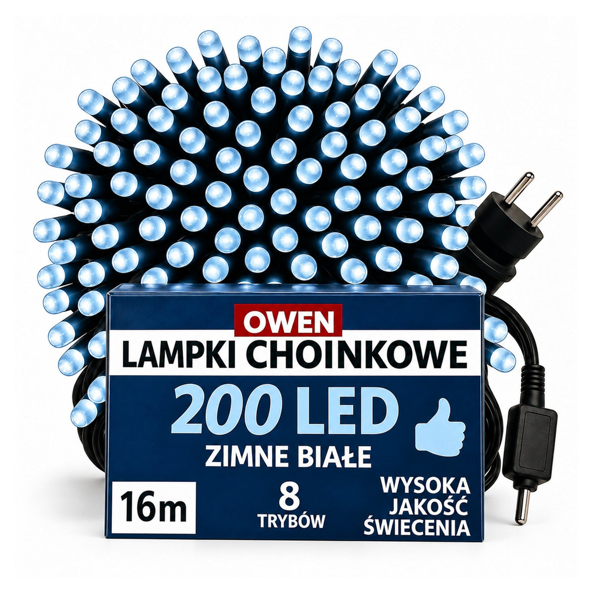 Lampki choinkowe 200 LED, 16 m, zimna biel