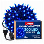 Lampki choinkowe 200 LED, 16 m, niebieskie
