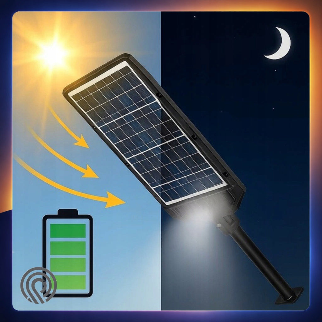 Lampa solarna uliczna LED 2200 W z pilotem i słupem