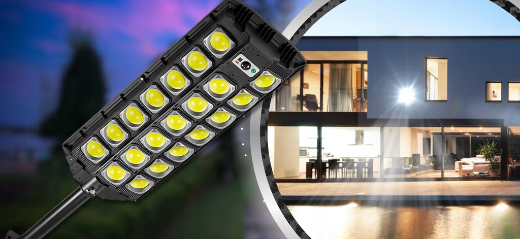 Lampa solarna uliczna LED 2200 W z pilotem i słupem