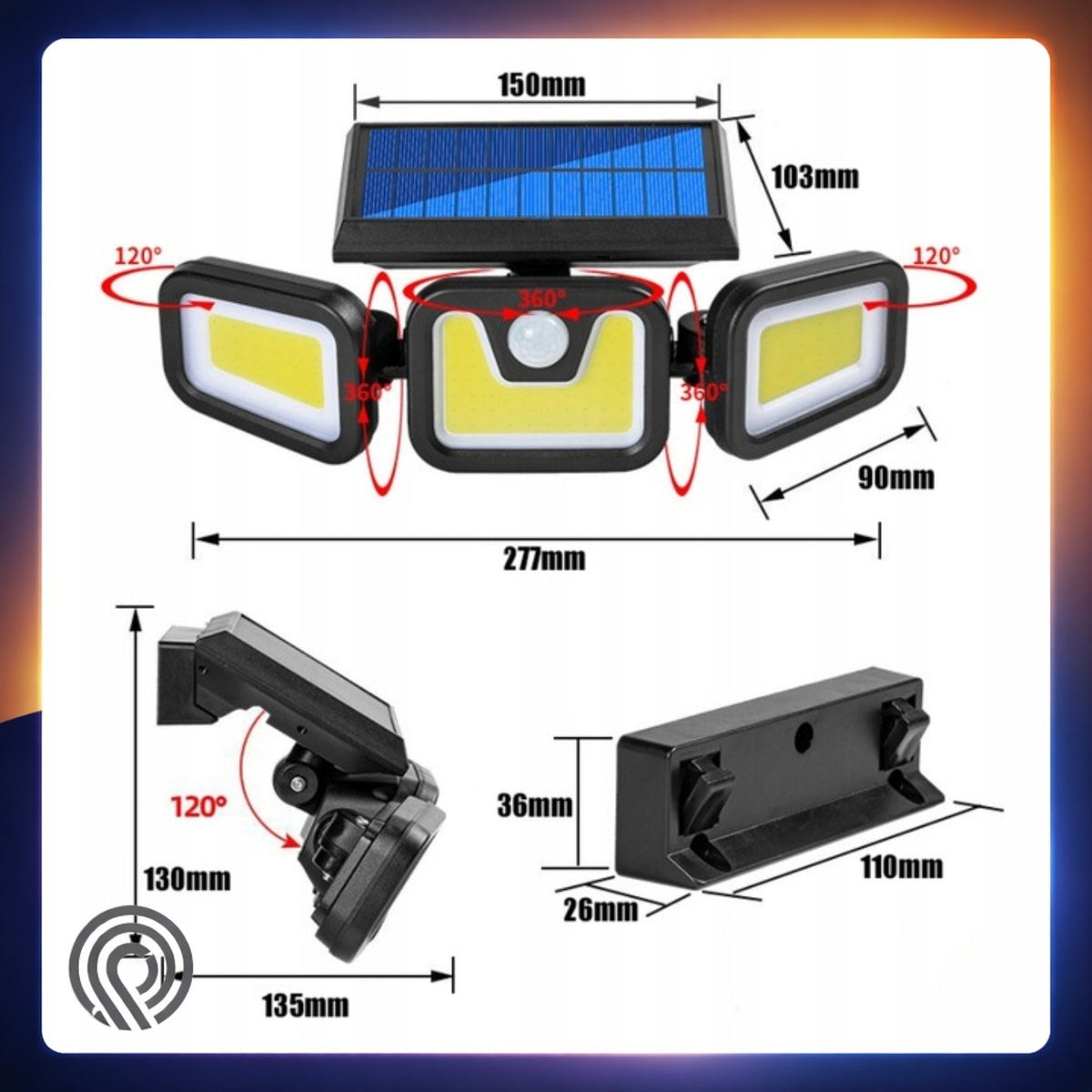 Lampa solarna 3w1 z czujnikiem ruchu i zmierzchu