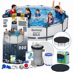 Basen stelażowy Bestway Steel Pro Max 305 × 76 cm, zestaw 8w1 z pompą i pokrywą