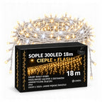 Sople LED 300 lampek, 18 m, ciepła biel z efektem flash