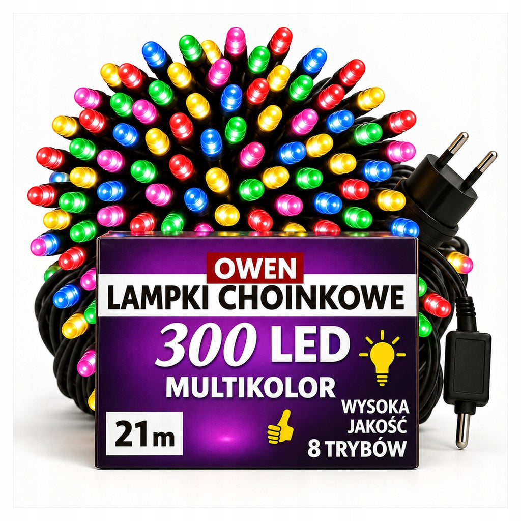 Lampki choinkowe 300 LED, 21 m, multikolor