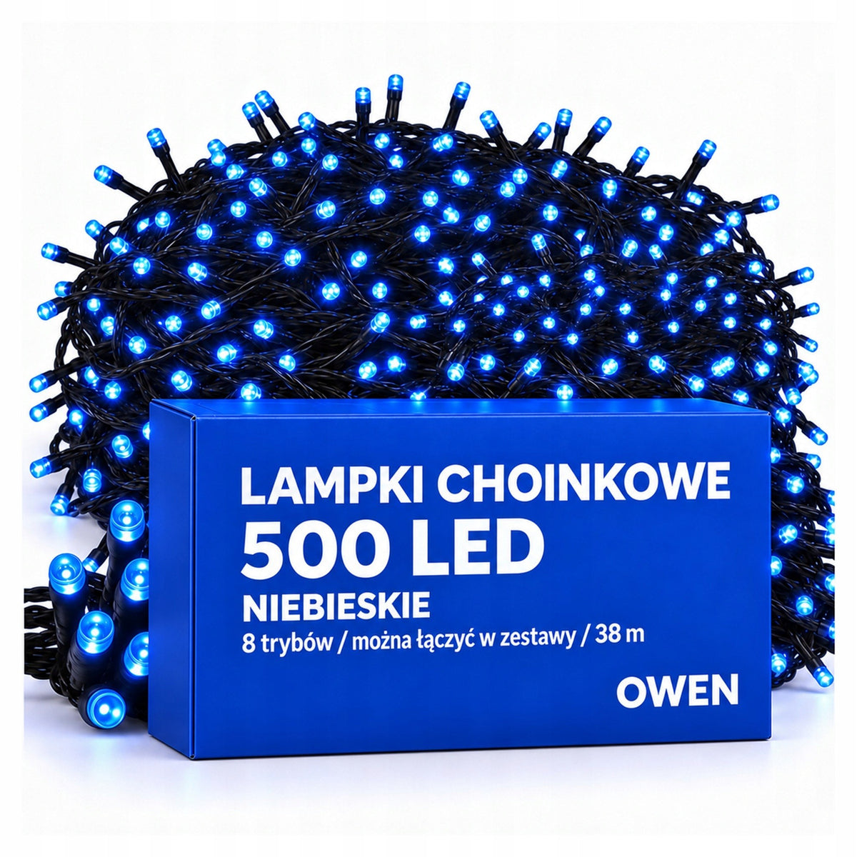 Lampki choinkowe 500 LED, 38 m, niebieskie