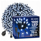 Lampki zewnętrzne 1000 LED z efektem flash, 70 m, zimna biel