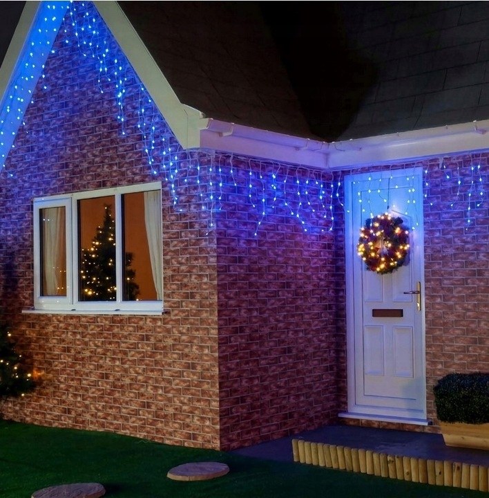 Sople LED 500 lampek, 25 m, niebieskie z efektem flash, zdjęcie 2