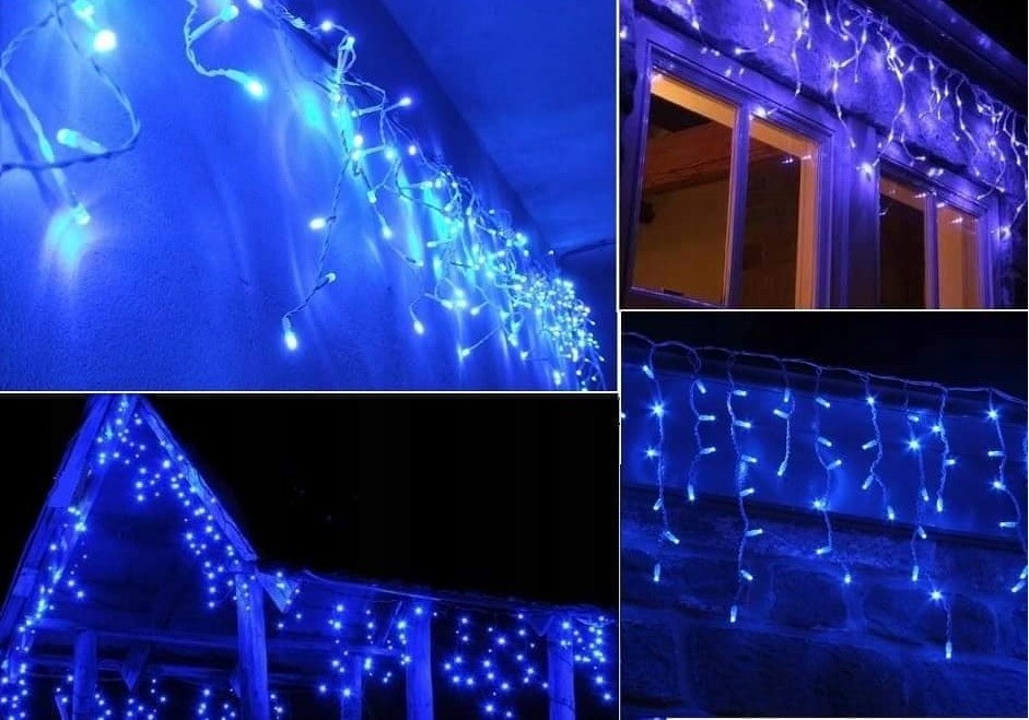 Sople LED 500 lampek, 25 m, niebieskie z efektem flash, zdjęcie 10