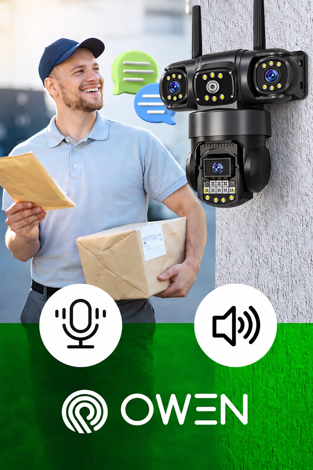 Kamera 4G LTE na kartę SIM, trzy obiektywy 3 × 4 MP, obrotowa, zdjęcie 2