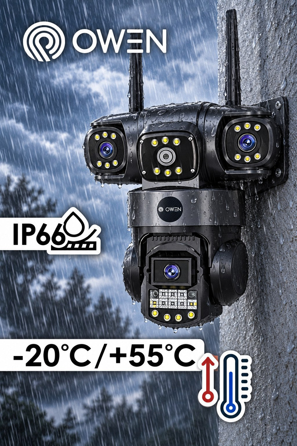 Kamera 4G LTE na kartę SIM, trzy obiektywy 3 × 4 MP, obrotowa, zdjęcie 5