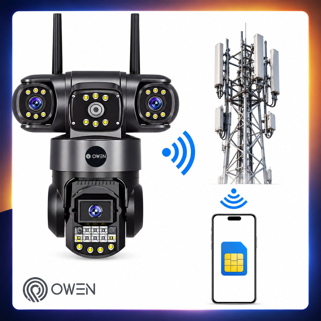 Kamera 4G LTE na kartę SIM, trzy obiektywy 3 × 4 MP, obrotowa, zdjęcie 11