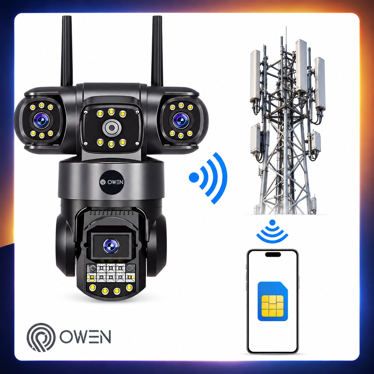 Kamera 4G LTE na kartę SIM, trzy obiektywy 3 × 4 MP, obrotowa, zdjęcie 11