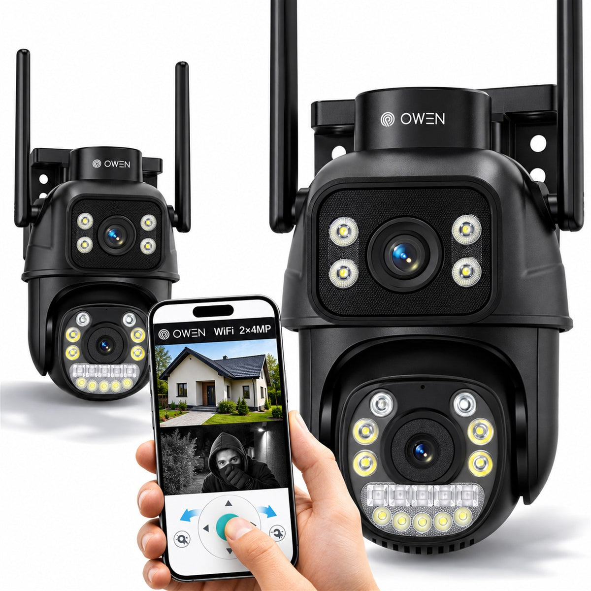 Kamera WiFi zewnętrzna obrotowa, dwa obiektywy 2 × 4 MP