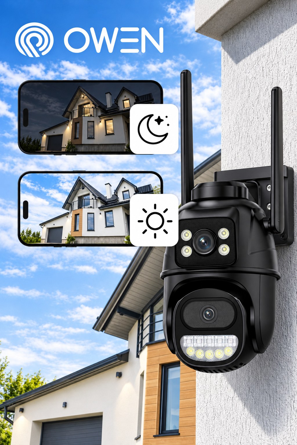 Kamera WiFi zewnętrzna obrotowa, dwa obiektywy 2 × 4 MP, zdjęcie 3