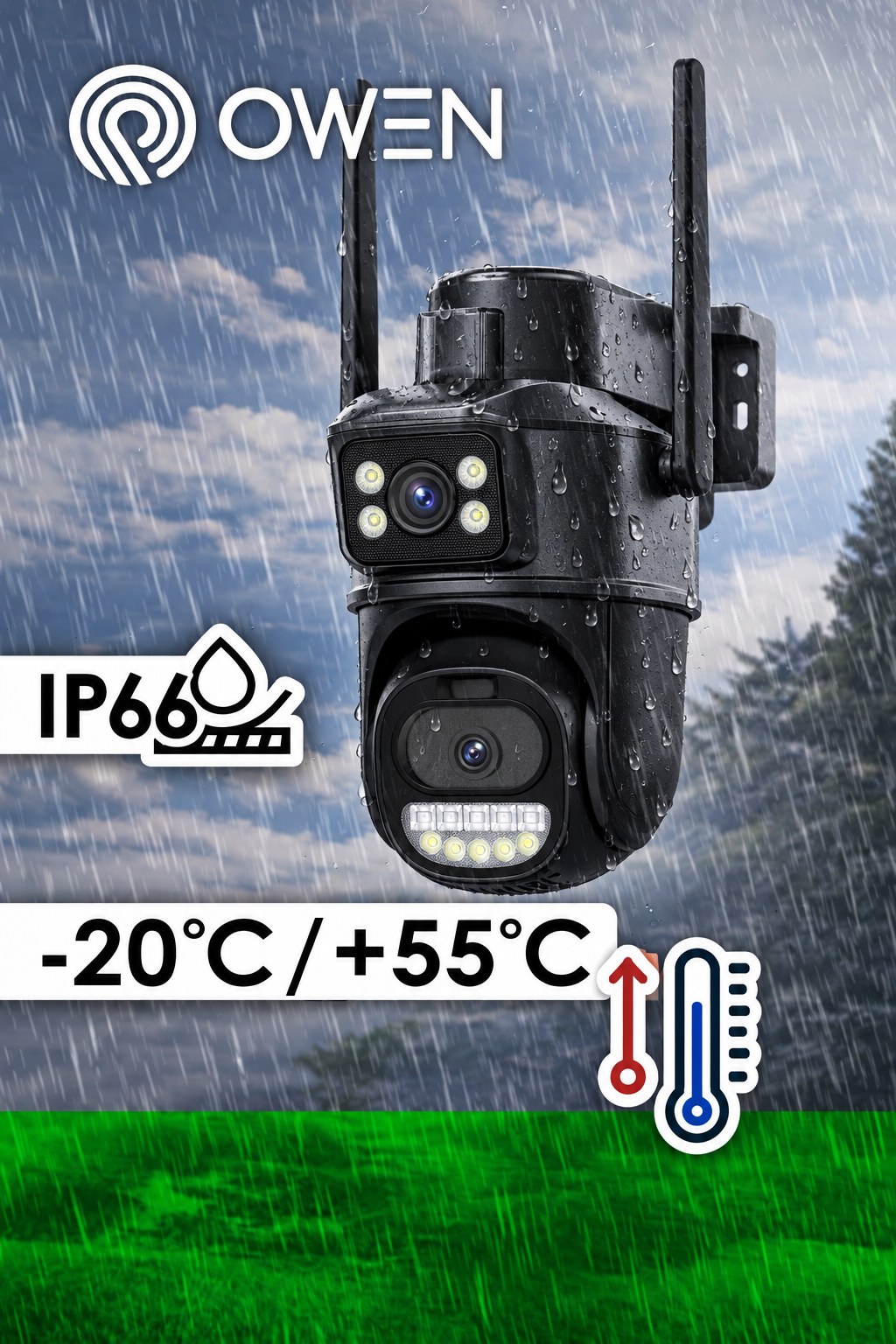 Kamera WiFi zewnętrzna obrotowa, dwa obiektywy 2 × 4 MP, zdjęcie 5