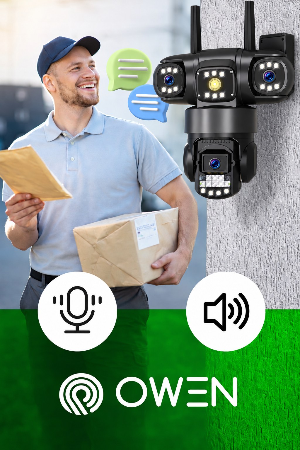 Kamera WiFi zewnętrzna, trzy obiektywy 3 × 4 MP, obrotowa, zdjęcie 2