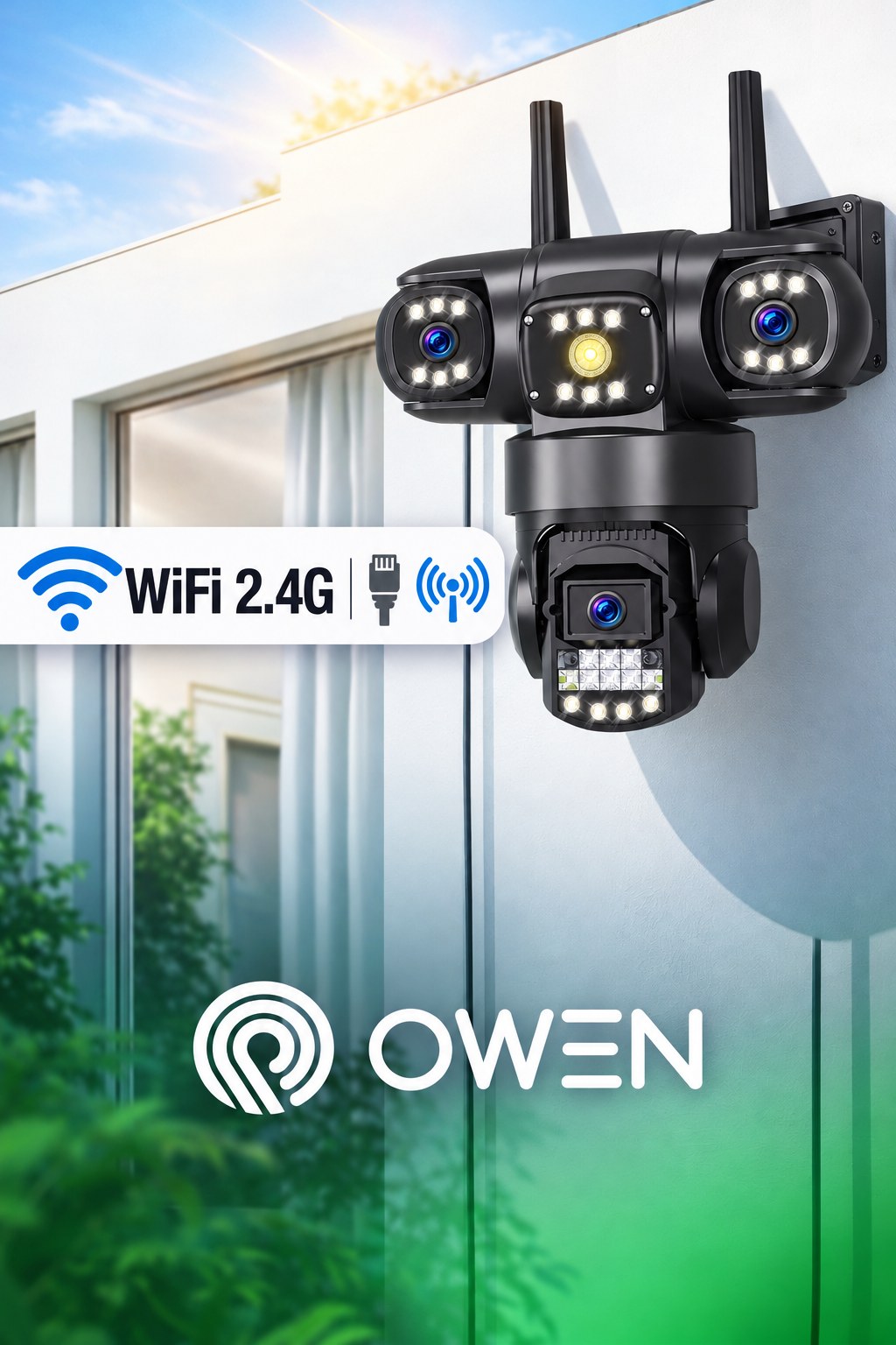 Kamera WiFi zewnętrzna, trzy obiektywy 3 × 4 MP, obrotowa, zdjęcie 7