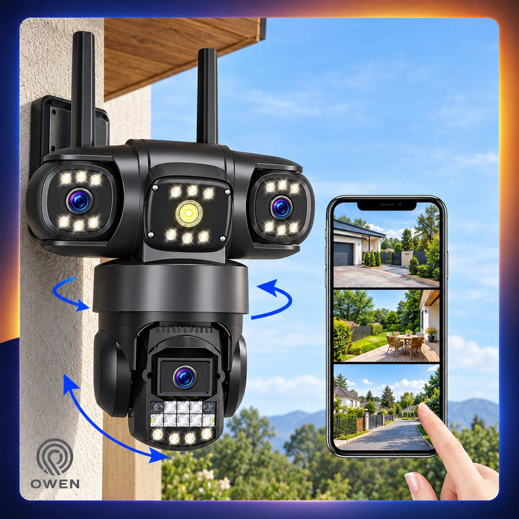 Kamera WiFi zewnętrzna, trzy obiektywy 3 × 4 MP, obrotowa, zdjęcie 10