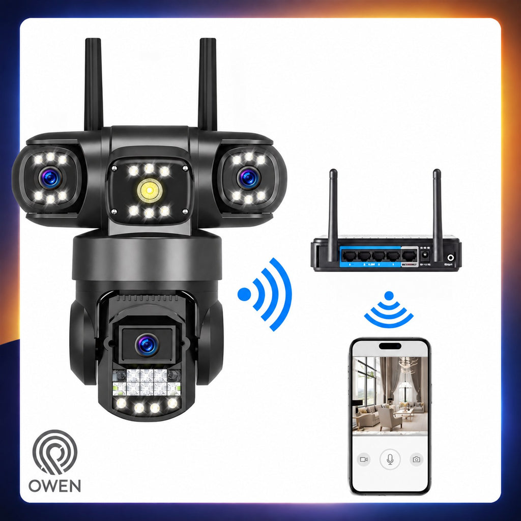 Kamera WiFi zewnętrzna, trzy obiektywy 3 × 4 MP, obrotowa, zdjęcie 11
