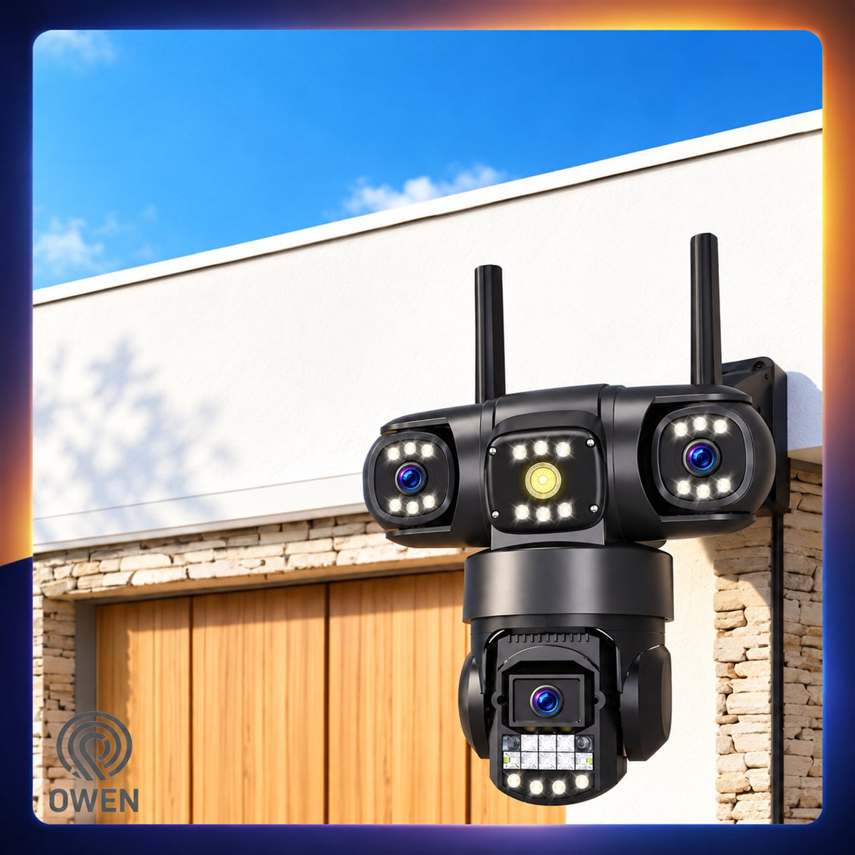 Kamera WiFi zewnętrzna, trzy obiektywy 3 × 4 MP, obrotowa, zdjęcie 12