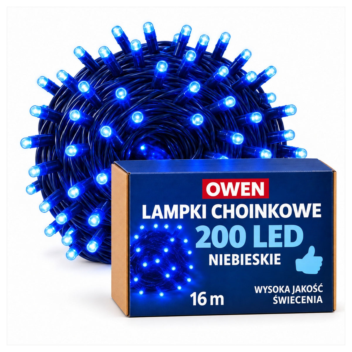 Lampki choinkowe 200 LED, 16 m, niebieskie