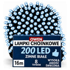 Lampki choinkowe 200 LED, 16 m, zimna biel