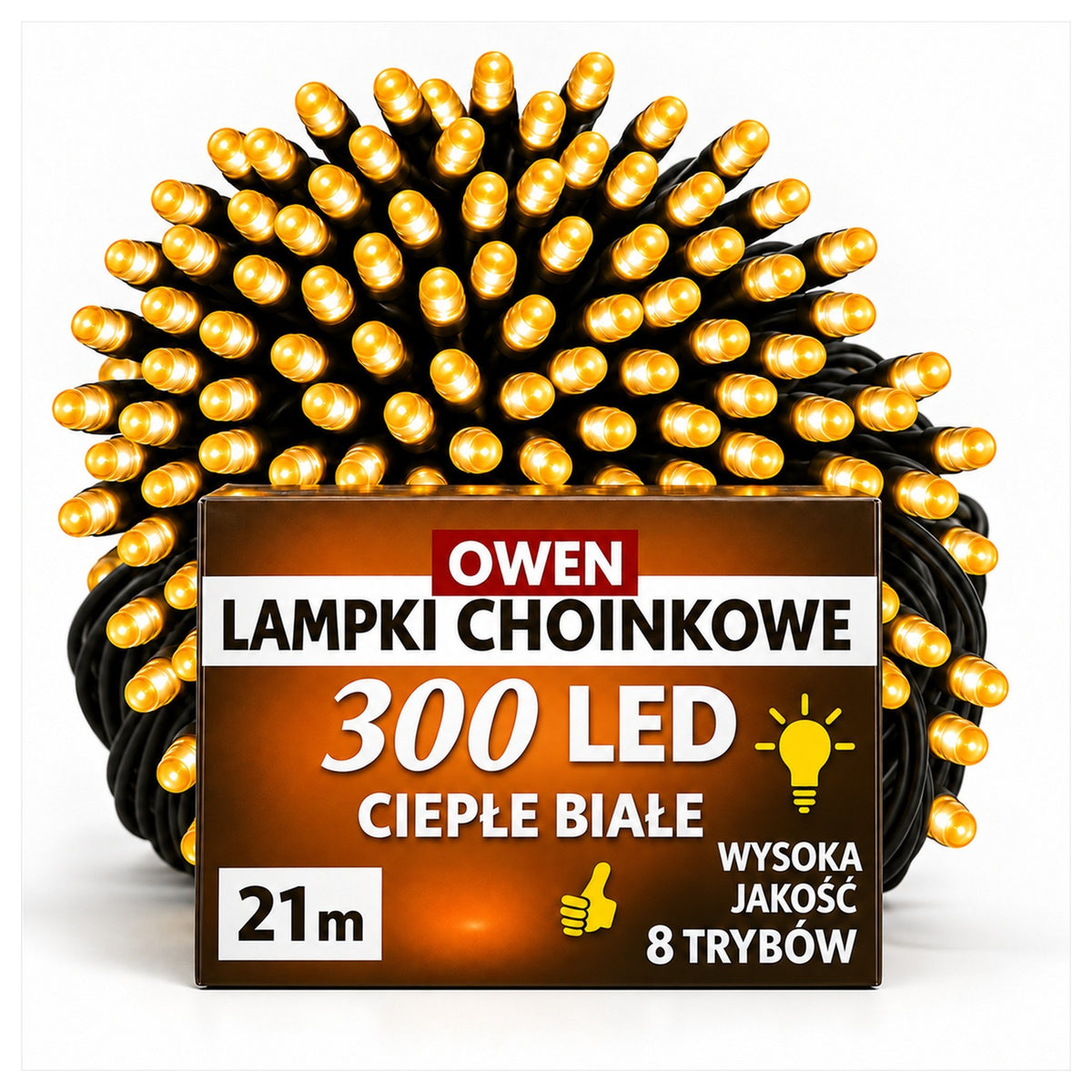 Lampki choinkowe 300 LED, 21 m, ciepła biel