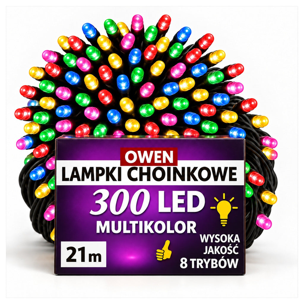 Lampki choinkowe 300 LED, 21 m, multikolor