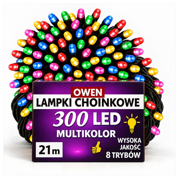 Lampki choinkowe 300 LED, 21 m, multikolor