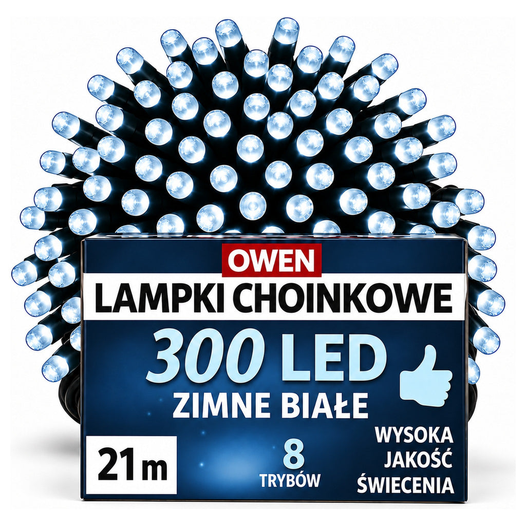 Lampki choinkowe 300 LED, 21 m, zimna biel