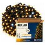 Lampki zewnętrzne 300 LED z efektem flash, 21 m, ciepła biel