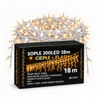 Sople LED 300 lampek, 18 m, ciepła biel z efektem flash