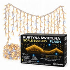 Sople LED 500 lampek, 25 m, ciepła biel z efektem flash